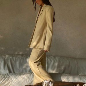 NWT Danielle Bernstein Classic Stretch Herringbone Twill Trousers, Taupe - US 4